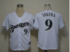 Milwaukee Brewers #9 Segura White Cool Base Jerseys