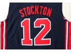 Nike Dream Team #12 Stockton Dark Blue USA Retro Jerseys