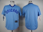 Chicago Cubs Blank Blue With White Strips Throwback Jersey