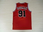 Chicago Bulls #91 Dennis Rodman Red Hardwood Classic Throwback Basketball Jerseys