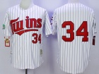 Minnesota Twins #34 Kirby Puckett White Strips Throwback Jerseys