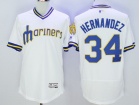 Seattle Mariners #34 Felix Hernandez White Pullover Flexbase Jerseys