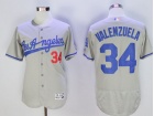 Los Angeles Dodgers #34 Fernando Valenzuela Grey Los Angeles Flexbase Jersey