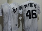 New York Yankees #46 Andy Pettitte White Pinstrip Cool Base Jersey