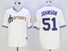 Seattle Mariners #51 Randy Johnson White Pullover Throwback Jerseys