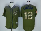 Cleveland Indians #12 Francisco Lindor Green Salute To Service Jersey