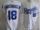 Kansas City Royals #18 Bret Saberhagen White New Fabric Cool Base Jerseys