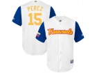 Custom Men's Venezuela Baseball Salvador Perez White 2017 World Baseball Classic Replica Jersey