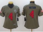 Women Houston Texans #4 Deshaun Waston Olive Salute To Service Limited Jersey