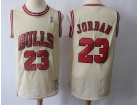 Chicago Bulls #23 Michael Jordan Cream Throwback Jersey