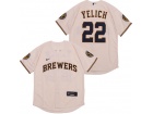 Nike Milwaukee Brewers #22 Christian Yelich Cream Cool Base Jersey