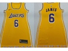 Nike Los Angeles Lakers #6 Lebron James Yellow Dress Jersey