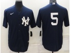 Nike New York Yankee #5 Blue Cool Base Jersey