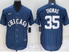 Nike Chicago White Sox #35 Frank Thomas Blue With White Stripes Cool Base Jersey