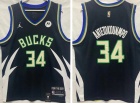 Jordan Milwaukee Bucks #34 Giannis Antetokounmpo Black 2022-23 Jersey