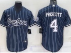 Dallas Cowboys #4 Dak Prescott Blue Pinstrip Baseball Jersey