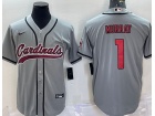 Arizona Cardinals #1 Kyler Murray Grey Baseball Jersey