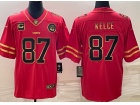 Kansas City Chiefs #87 Travis Kelce Red With Golden Name Limited Jersey