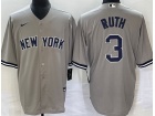 Nike New York Yankees #3 Babe Ruth Gray Cool Base Jersey