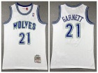 Minnesota Timberwolves #21 Kevin Garnett White Throwback Jersey