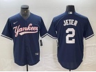 New York Yankees #2 Derek Jeter Navy Blue Fashion Baseball Jersey