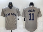 New York Yankee #11 Anthony Volpe Grey Field Of Dreams Cool Base Jersey
