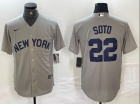 New York Yankees #22 Juan Soto Grey Field Of Dreams Cool Base Jersey