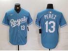 Kansas City Royals #13 Salvador Perez Light Blue Limited Players Jersey