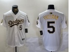 Los Angeles Dodgers #5 Freddie Freeman White Golden with 2024 WS Patch & 34 Patch Players Limited Je...
