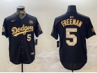 Los Angeles Dodgers #5 Freddie Freeman Black Golden with 2024 WS Patch & 34 Patch Players Limited Je...