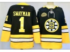 Fanatics Boston Bruins #1 Jeremy Swayman Black 100th Anniversary Home Breakaway Jersey
