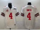 Ohio State Buckeyes #4 Jeremiah Smith White with 2025 Patch and Champions Patch F.U.S.E Limited Jers...