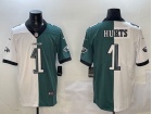 Philadelphia Eagles #1 Jalen Hurts White/Green Split Vapor Limited Jersey