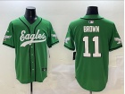 Philadelphia Eagles #11 Aj Brown Kelly Green Baseball Jersey