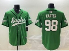 Philadelphia Eagles #98 Jalen Carter Kelly Green Baseball Jersey