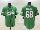 Philadelphia Eagles #68 Jordan Mailata Kelly Green Baseball Jersey