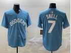 Los Angeles Dodgers #7 Blake Snell Baby Blue with White Number Classic Fashion Jersey