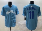 Los Angeles Dodgers #11 Roki Sasaki Baby Blue with Royal Number Classic Fashion Jersey