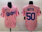 Los Angeles Dodgers #50 Mookie Betts Pink Tokyo Series Cool Base Jersey