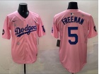 Los Angeles Dodgers #5 Freddie Freeman Pink Tokyo Series Cool Base Jersey