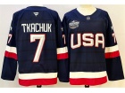 Team USA #7 Brady Tkachuk Navy Blue 2025 4 Nations Face-Off Jersey