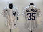 New York Yankees #35 Cody Bellinger White Pinstripes Cool Base Jersey