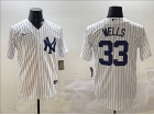 New York Yankees #33 David Wells White Pinstripes Cool Base Jersey