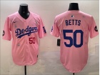 Los Angeles Dodgers #50 Mookie Betts Pink Tokyo Series Players Limited Jersey