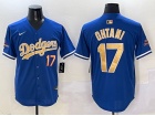 Los Angeles Dodgers #17 Shohei Ohtani Blue Gold Program Players Limited Jersey
