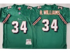 Miami Hurricanes #34 R. Williams Green Throwback Jersey