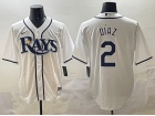 Tampa Bay Rays #2 Yandy Díaz White Cool Base Jersey