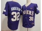 LSU Tigers #32 Kade Anderson Purple Baseball Jersey