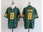 Green Bay Packers #8 Josh Jacobs Green with Yellow Number Throwback Limited Jersey