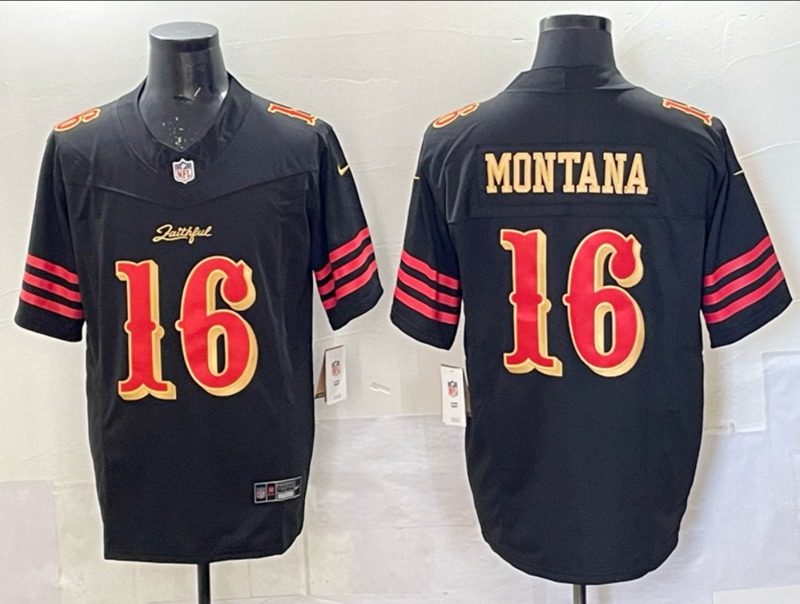 San Francisco 49ers #16 Joe Montana Black Rivalry Vapor F.U.S.E. Limited Jersey